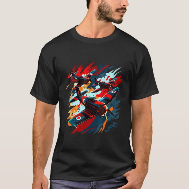 T-shirt Spitfire Aviateur Pilote Warbirr Militaire (Devant)