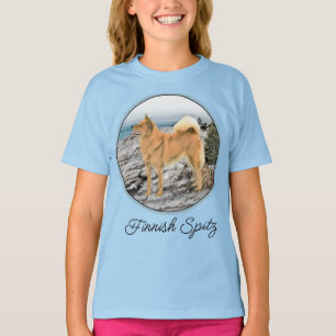 T-shirt Spitz finlandais à Seashore Peinture - Chien Art T