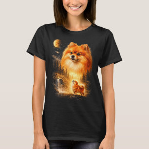 T-shirt Spitz nain hurlant à la lune vintage mystique fait
