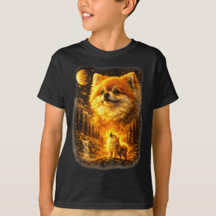 T-shirt Spitz poméranien hurlant à la lune vintage rétro 9