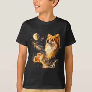 T-shirt Spitz poméranien hurlant à la lune vintage rétro 9