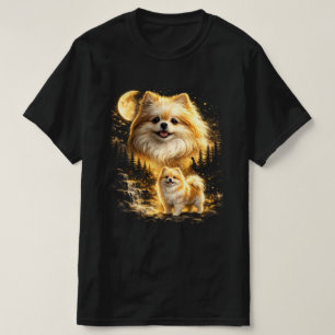 T-shirt Spitz Poméranien souriant à la lune