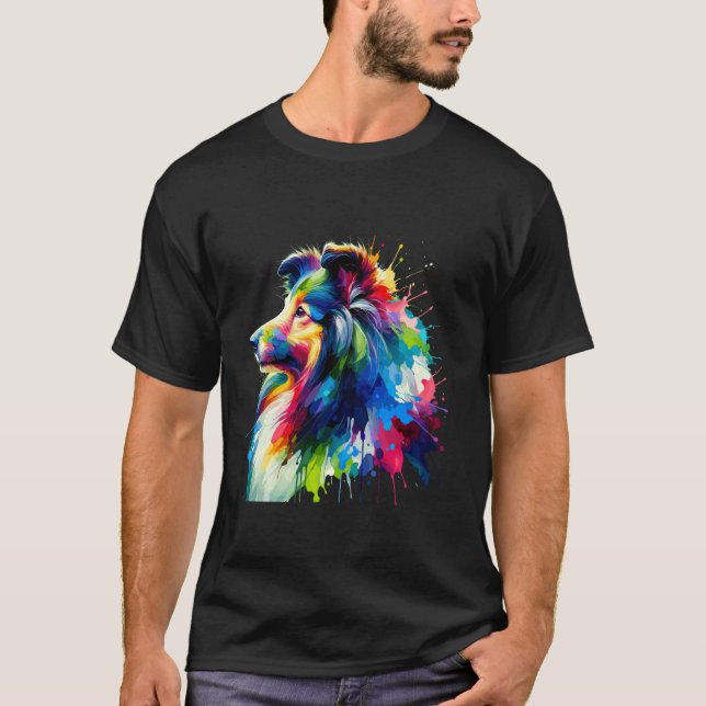 T-shirt Splash Art Berger des Shetland (Devant)