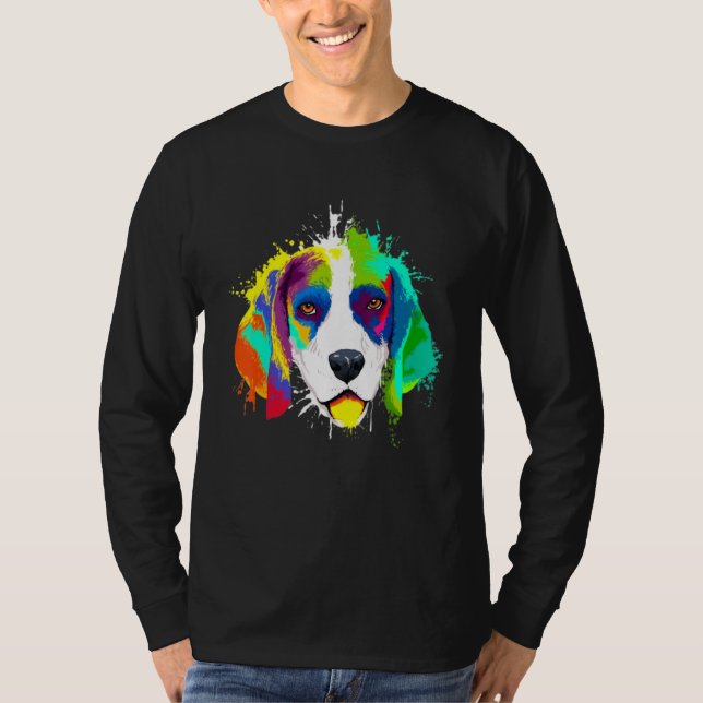 T-shirt Splash Art coloré Beagle chien (Devant)