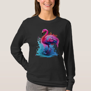 T-shirt Splash Art Lake Oiseaux Amoureux Flamant rose colo
