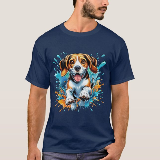 T-shirt Splash beagle de couleur (Devant)
