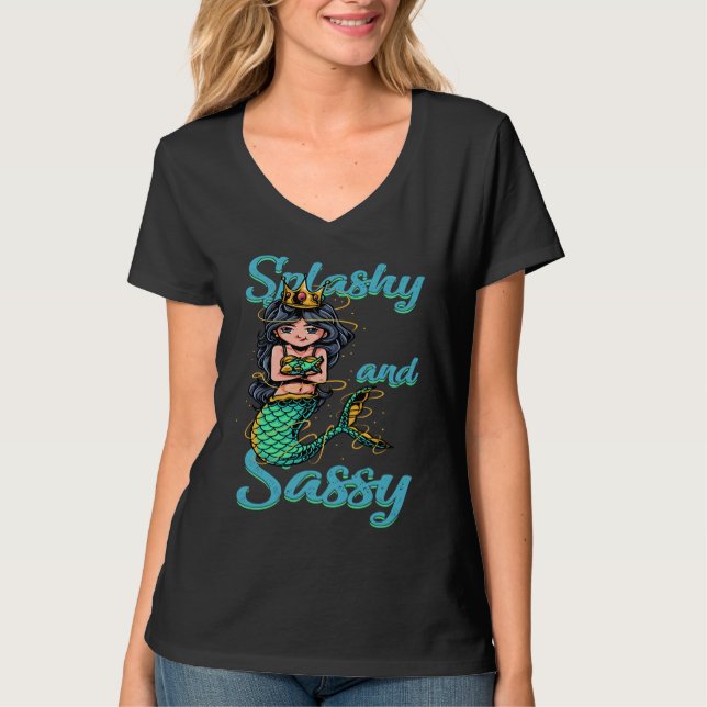 T-shirt Splashy And Sassy  Mermaid Sirens Mermaiding (Devant)