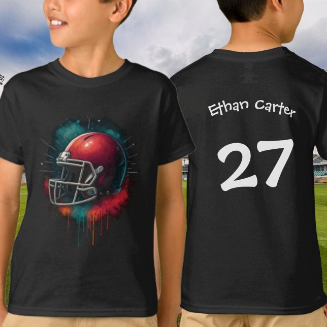 T-shirt Splashy Red and Green American Football Helmet (Splashy Red and Green American Football Helmet T-Shirt
)