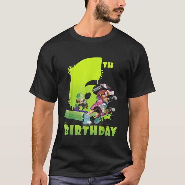 T-shirt Splatoon Inkling 6e anniversaire Green Splatoon Po (Devant)