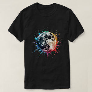 T-shirt Splatter cosmique : Une explosion lunaire colorée