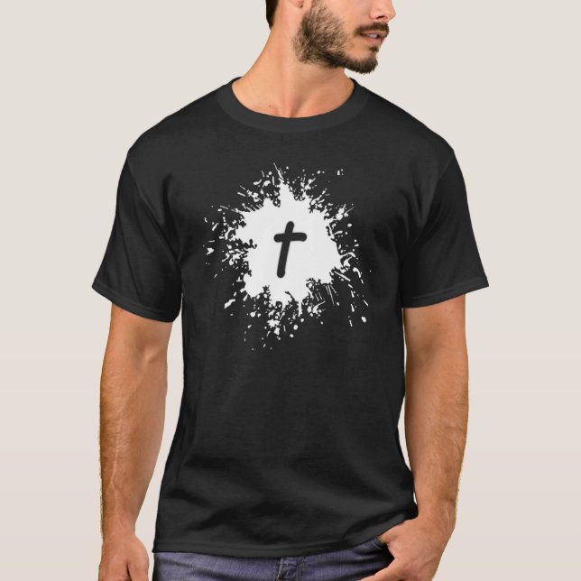 T-shirt Splatter with Cross Christian Inspirational Men Wo (Devant)