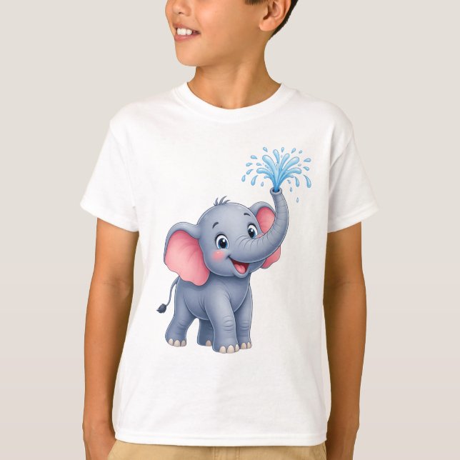 T-shirt Splish Splash ! Petit éléphant s'amuse dans l'eau (Devant)