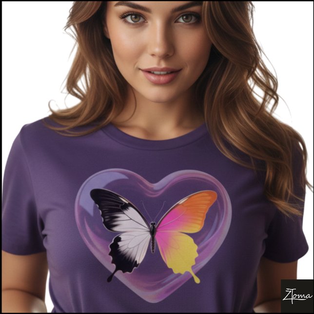 T-shirt Split Butterfly Monochrome Neon Heart Graphic (Sample design. Several style are available to choose from, with the option to add a name & color.
)