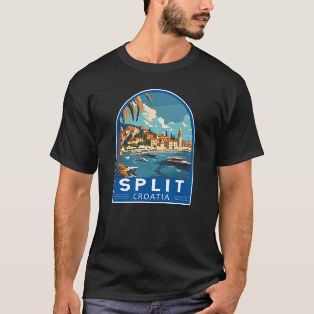 T-shirt Split Croatie Travel Art Vintage (Devant)