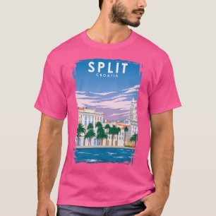 T-shirt Split Croatie Vintage Minimal Rétro Affiche de voy
