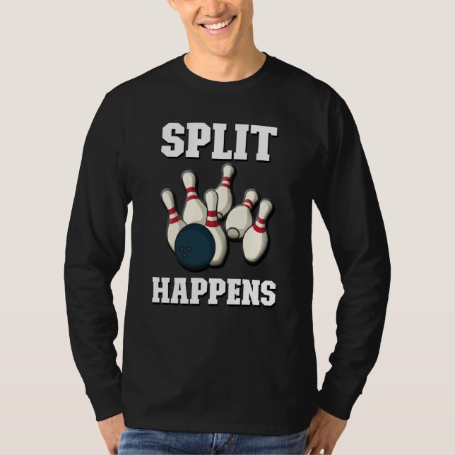 T-shirt Split Happens Men & Women Players Ten Pin Bowling (Devant)