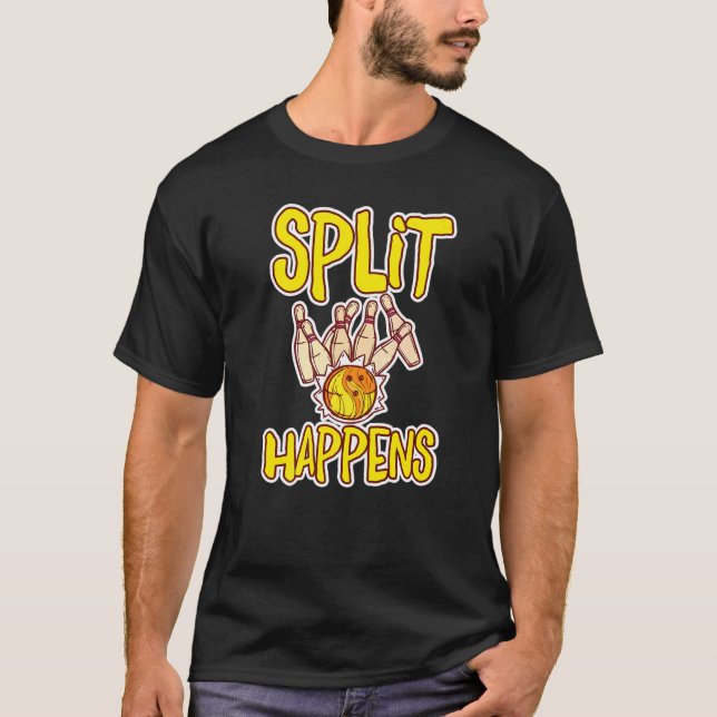 T-shirt Split Happling Bowling Pins Bowling Kugel (Devant)