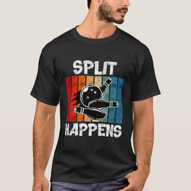 T-shirt Split Happling Shirt Drôle Bowling Ball Bow (Devant)