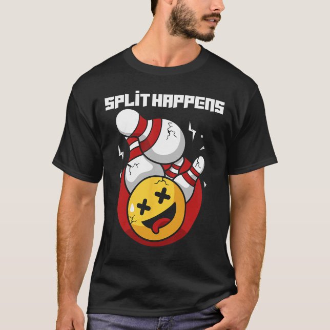 T-shirt Split Happy Drôle Bowling Bowler (Devant)