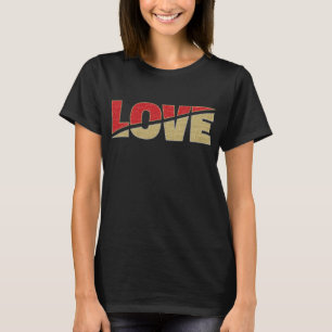 T-shirt Split Love Typographie Rouge or Parties scintillan