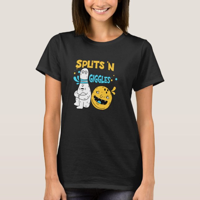 T-shirt Splits 'N Giggles, Quilles de bowling drôle (Devant)