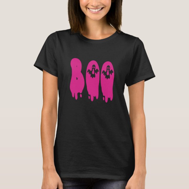 T-shirt Spookiness Simplifiée : Le "BOO" rose classique (Devant)