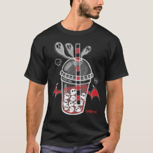 T-shirt Spookscène GhosTea Éffrayant Boba Emo Goth Alt Red