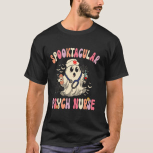 T-shirt Spooktacular Psych Nurse Retro Halloween Ghost Nur