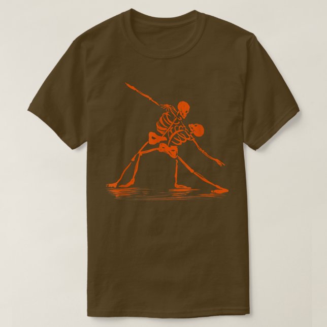 T-shirt Spooktober éffrayant Dancing Skeletons mème  (Design devant)