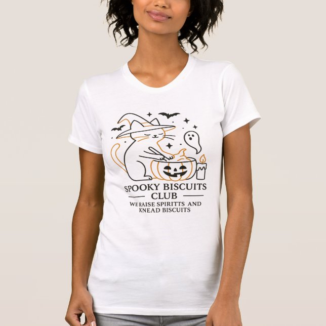 T-shirt Spooky Biscuits Club Cat Halloween Funny Baking  (Devant)