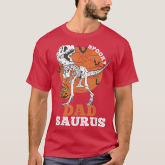T-shirt Spooky Dad Saurus Dinosaur Skeleton T rex Pumpkin