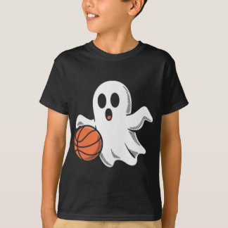 T-shirt Spooky Ghost Playing Basketball Retro Halloween Co