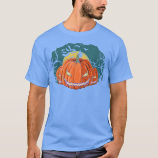T-shirt Spooky Jack O Lantern Flying Bats Halloween Costum