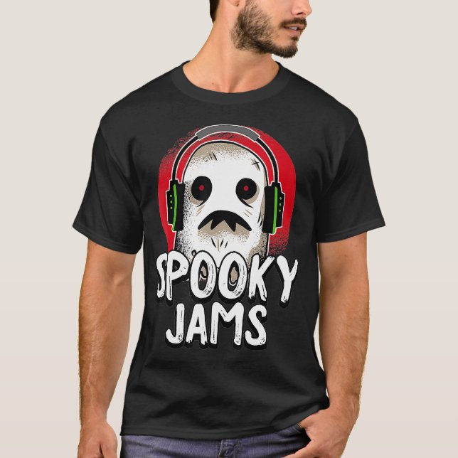 T-shirt Spooky Jams Lazy Halloween Costume Ghost DJ Creepy (Devant)