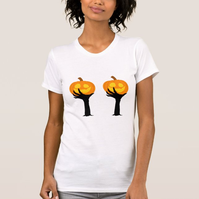 T-shirt Spooky Pumpkin Embrace – Halloween Tee for Women (Devant)