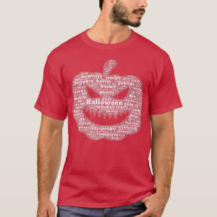 T-shirt Spooky Pumpkin Face Halloween Wordcloud