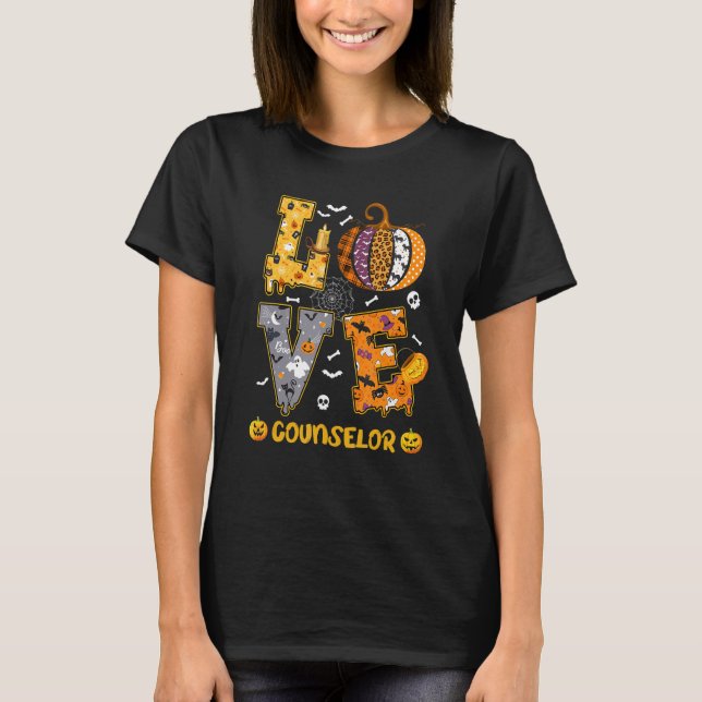 T-shirt Spooky Pumpkin Love Halloween Counselor Teacher St (Devant)