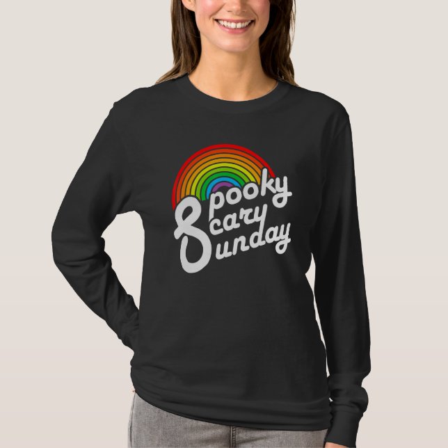 T-shirt Spooky Scary Sunday Trendy Retro Rainbow (Devant)