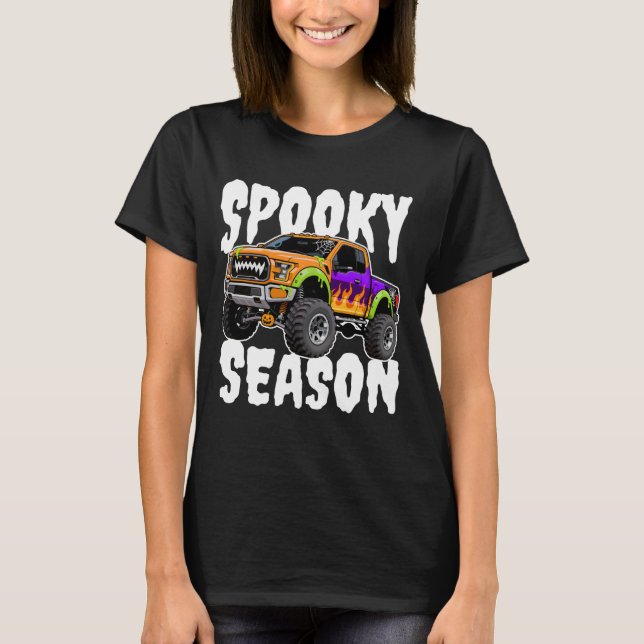 T-shirt Spooky Season Halloween Monster Giant Truck (Devant)