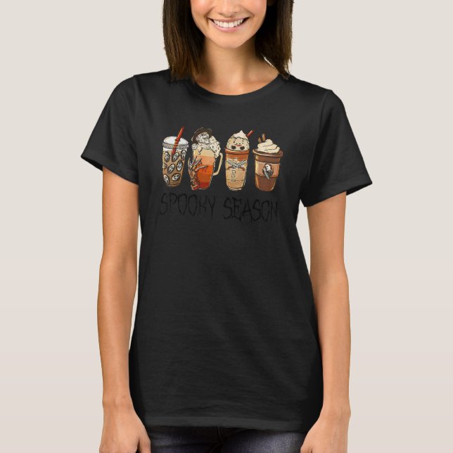 T-shirt Spooky Season Horror Fall Coffee Halloween Autumn (Devant)