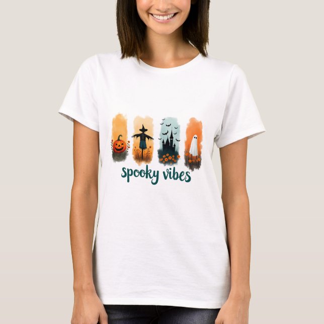 T-shirt Spooky Season, Vintage Halloween Ghost  (Devant)