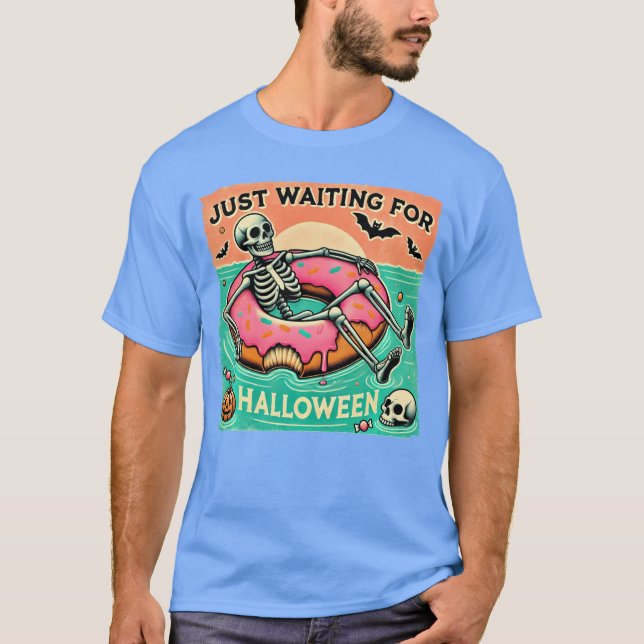 T-shirt Spooky Summerween Skeleton Just Waiting for Hallow (Devant)