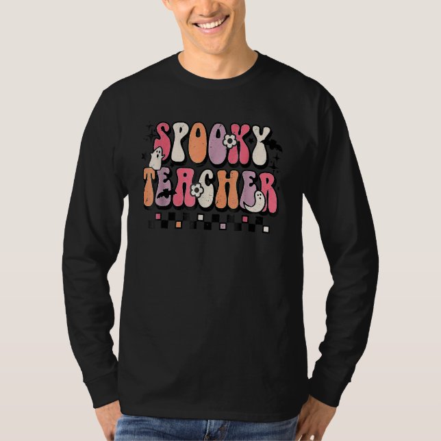 T-shirt Spooky Teacher Groovy Halloween Trick Or Teach Tea (Devant)