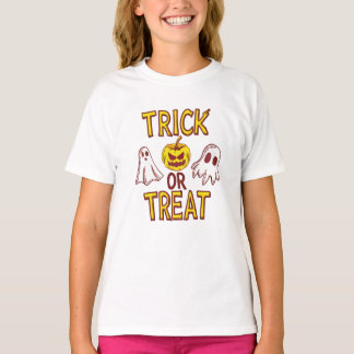 T-shirt Spooky Trick or Treat Halloween - ghosts & pumpkin