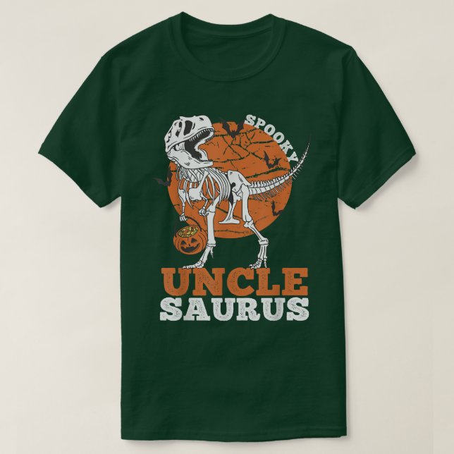 T-shirt Spooky Uncle Saurus Dinosaur Skeleton T rex Pumpki (Design devant)