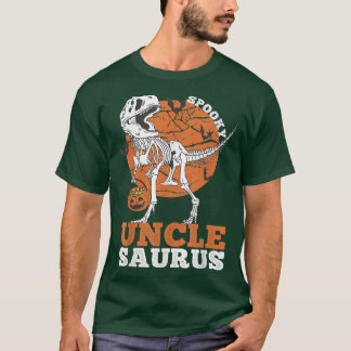T-shirt Spooky Uncle Saurus Dinosaur Skeleton T rex Pumpki