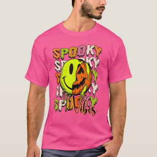 T-shirt Spooky Vibes Dripping Creepy Smile Face Pumkin Ha