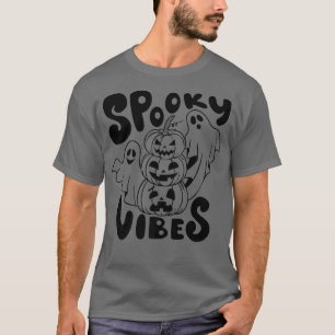 T-shirt Spooky Vibes Ghost Scary Pumpkin Face Funny Hallow
