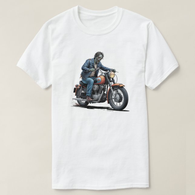 T-shirt Spooky Zombie Biker Classic Motorcycle (Design devant)