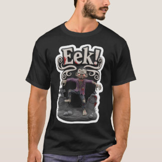 T-shirt Spooky zombie rising from graveyard with Eek text 